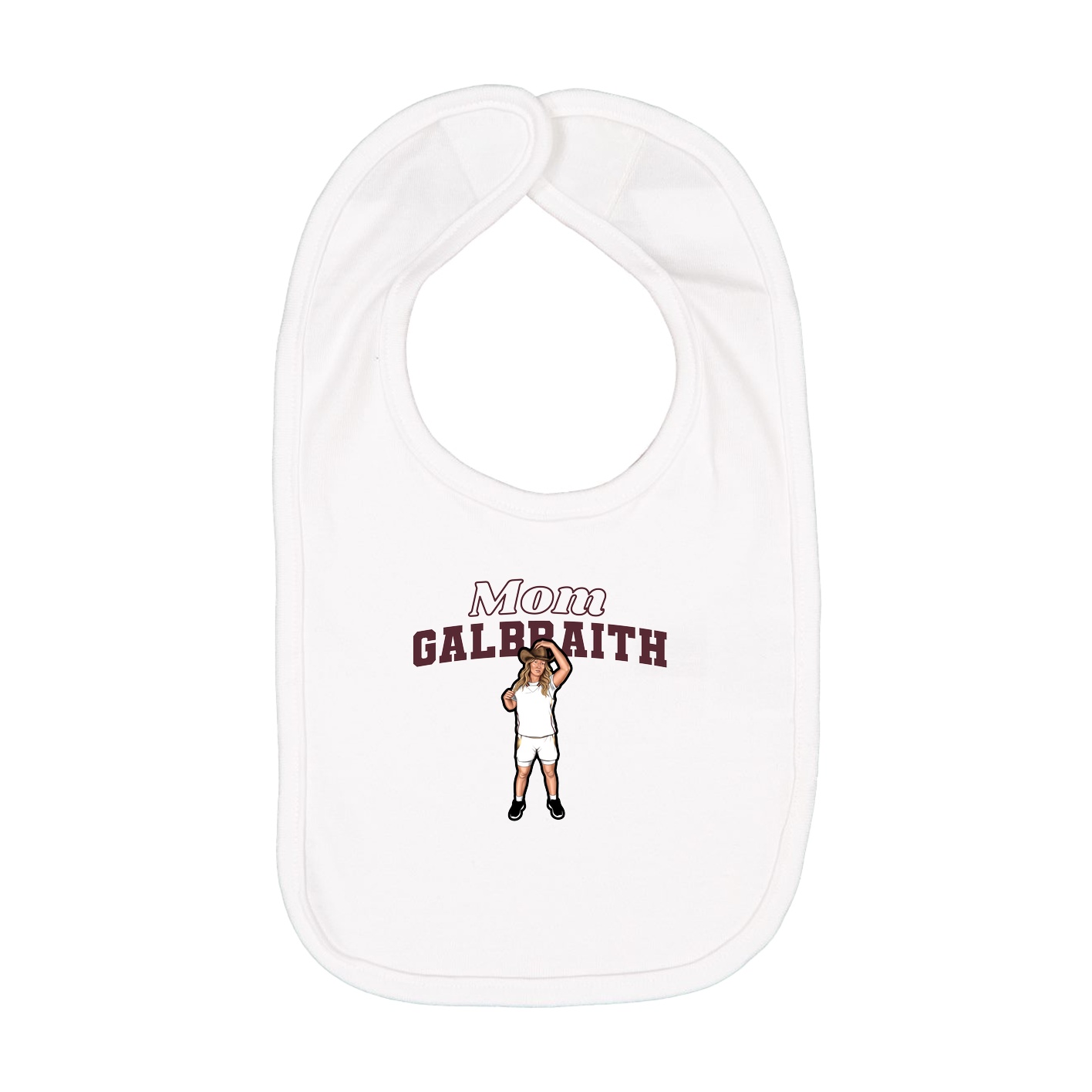 Infant Bib — Mothers Day Block in White