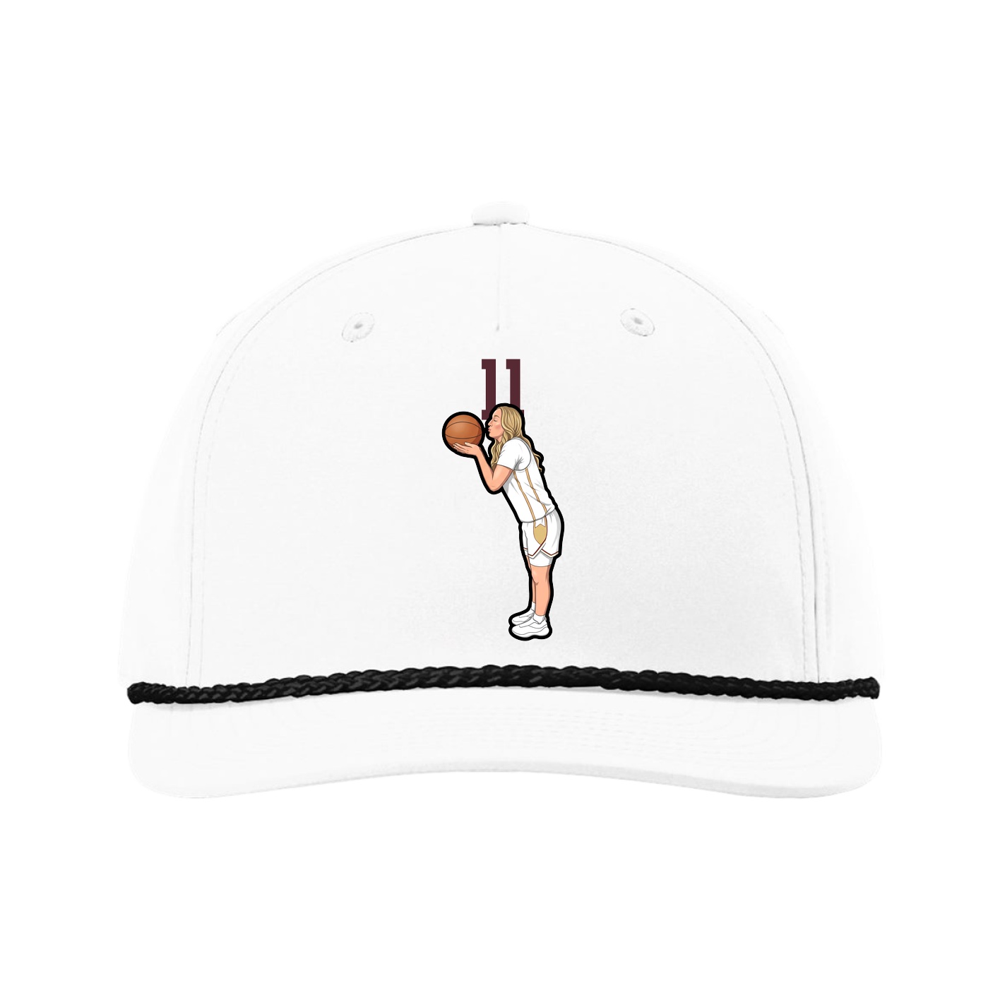 Five-Panel Classic Rope Cap — Number Top in White