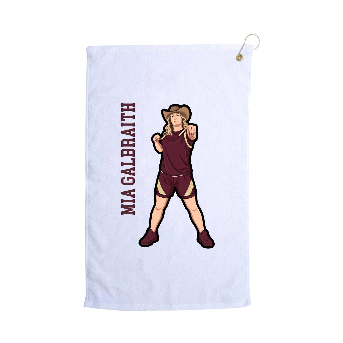 Golf Towel — Name Vertical in White