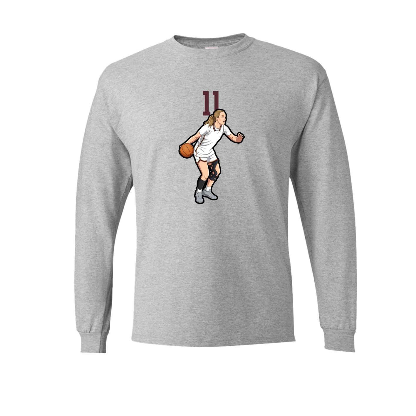 Long Sleeve Tee — Number Top in Grey