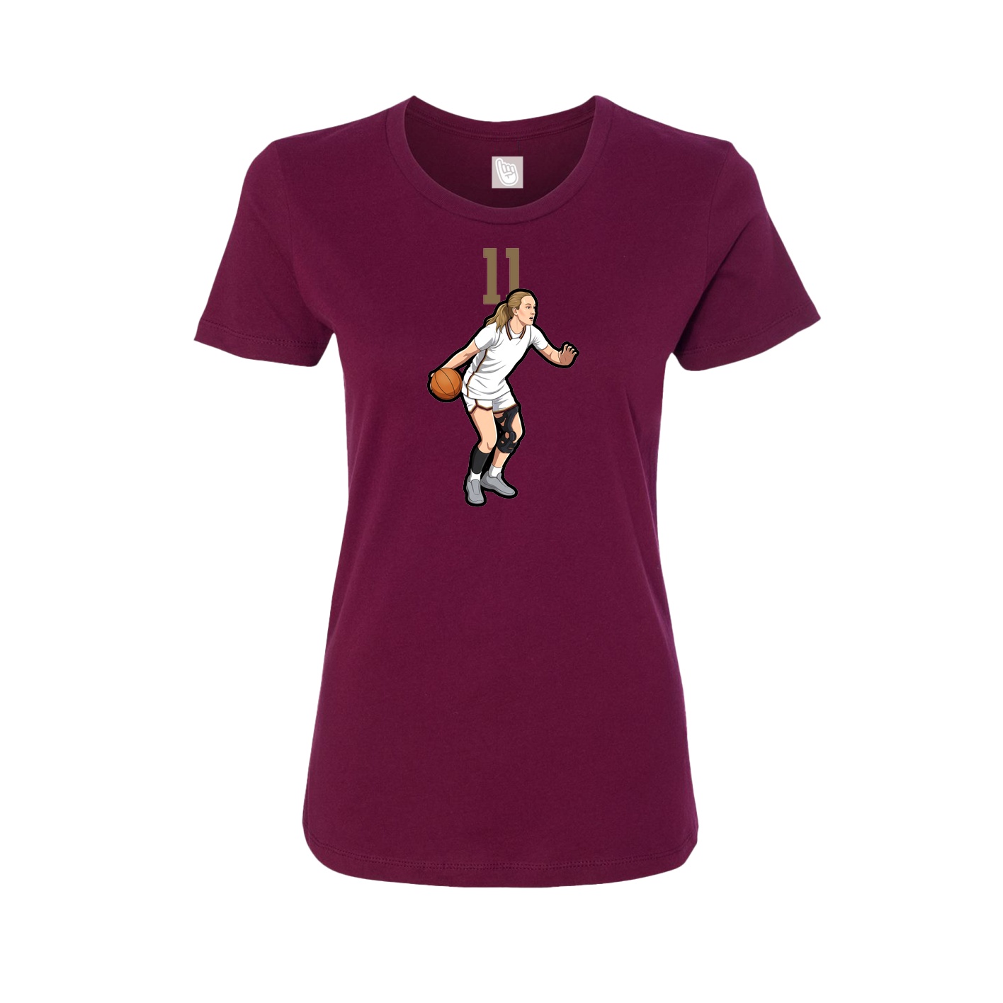 Fitted Women's Tee — Number Top in Maroon