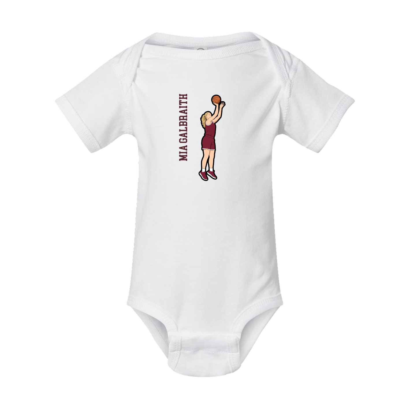 Baby Onesie — Name Vertical in White
