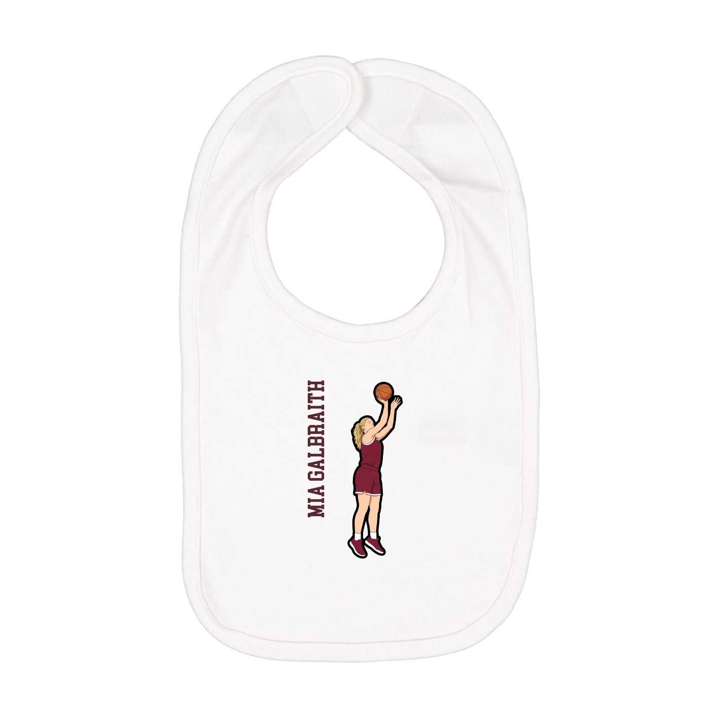 Infant Bib — Name Vertical in White