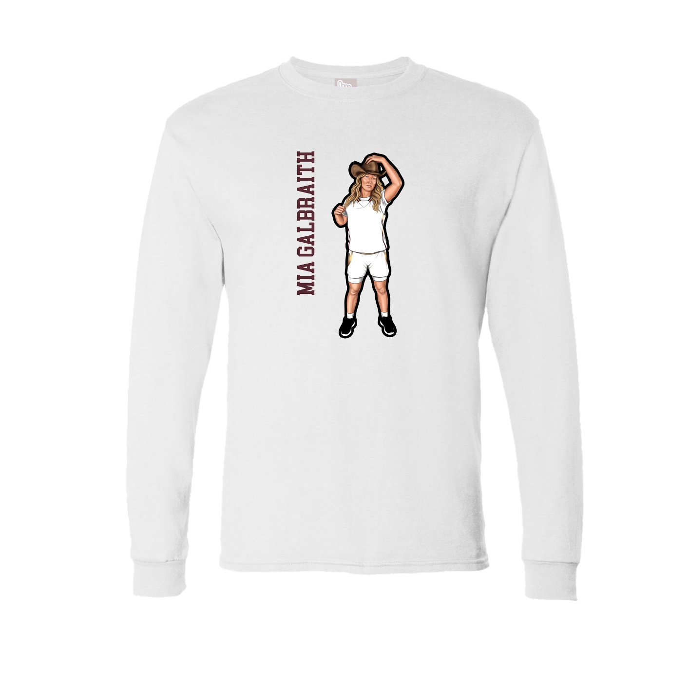 Long Sleeve Tee — Name Vertical in White