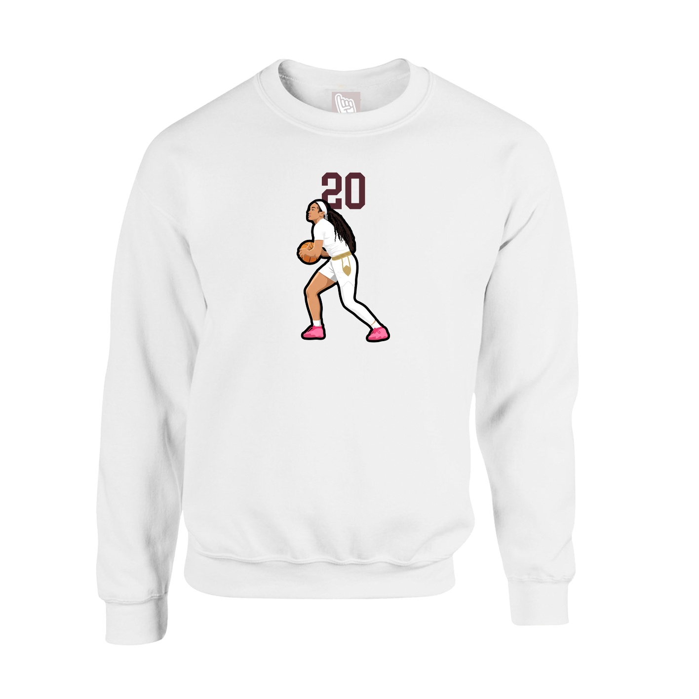 Fleece Crew — Number Top in White