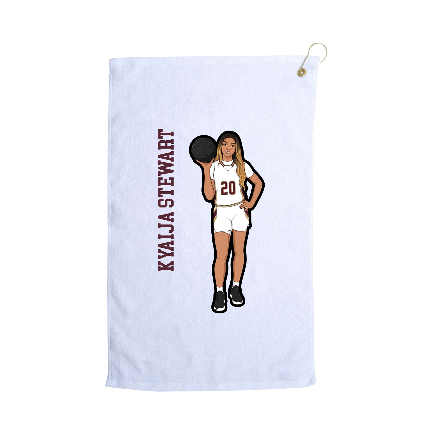 Golf Towel — Name Vertical in White