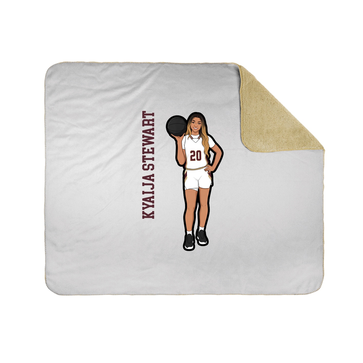 Throw Blanket — Name Vertical in White