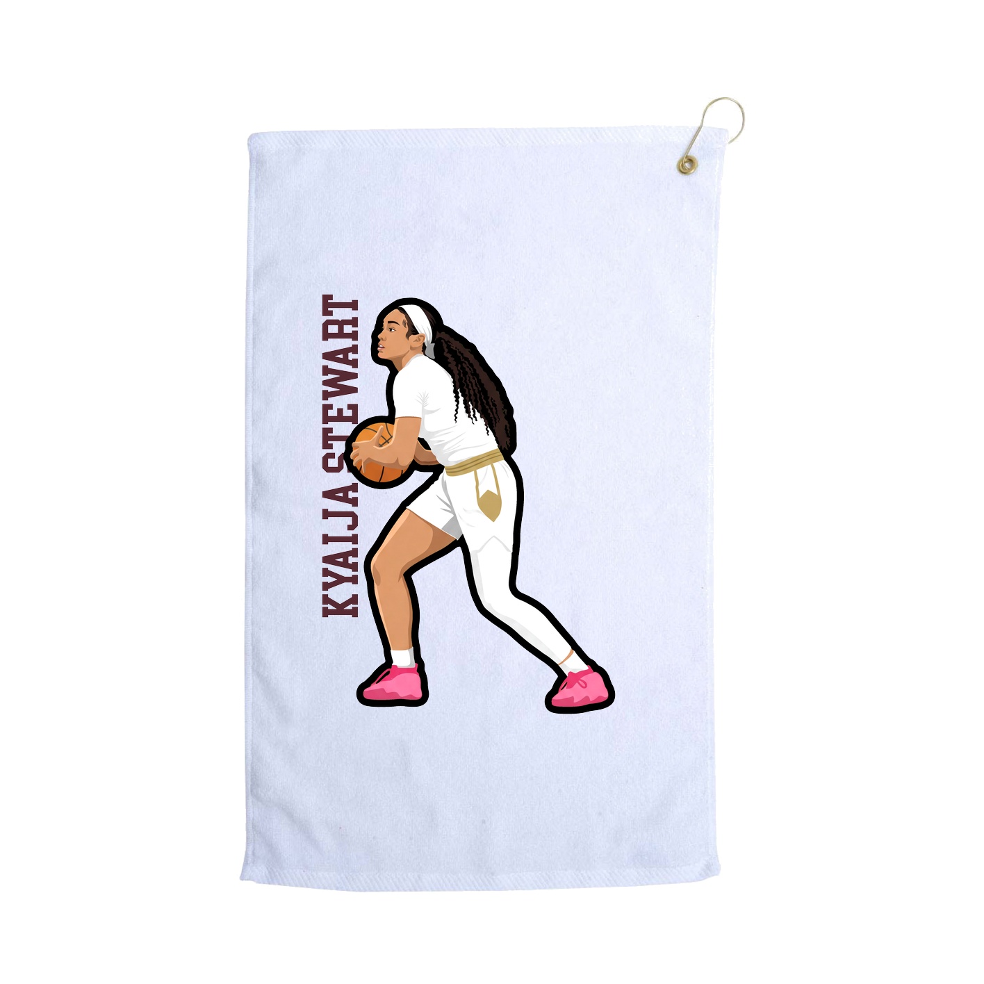 Golf Towel — Name Vertical in White