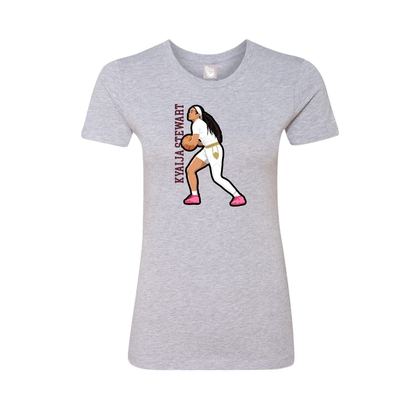 Fitted Women's Tee — Name Vertical in Grey