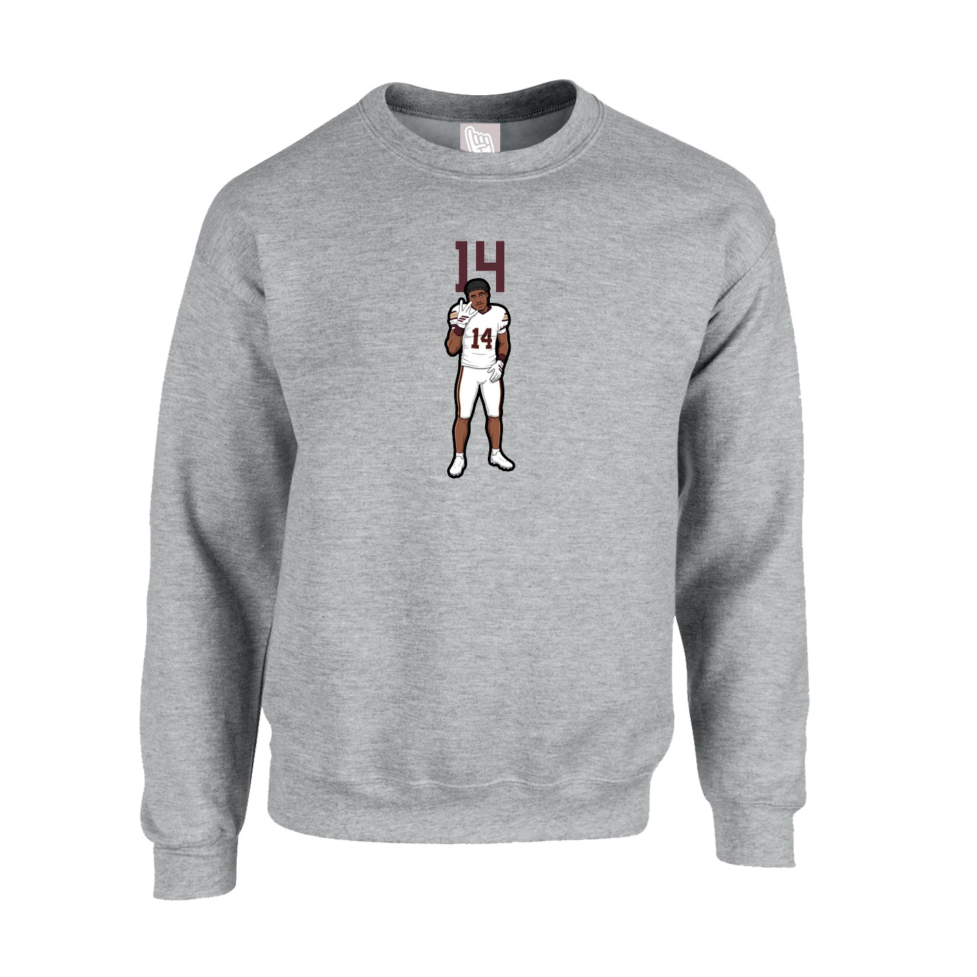 Fleece Crew — Number Top in Grey
