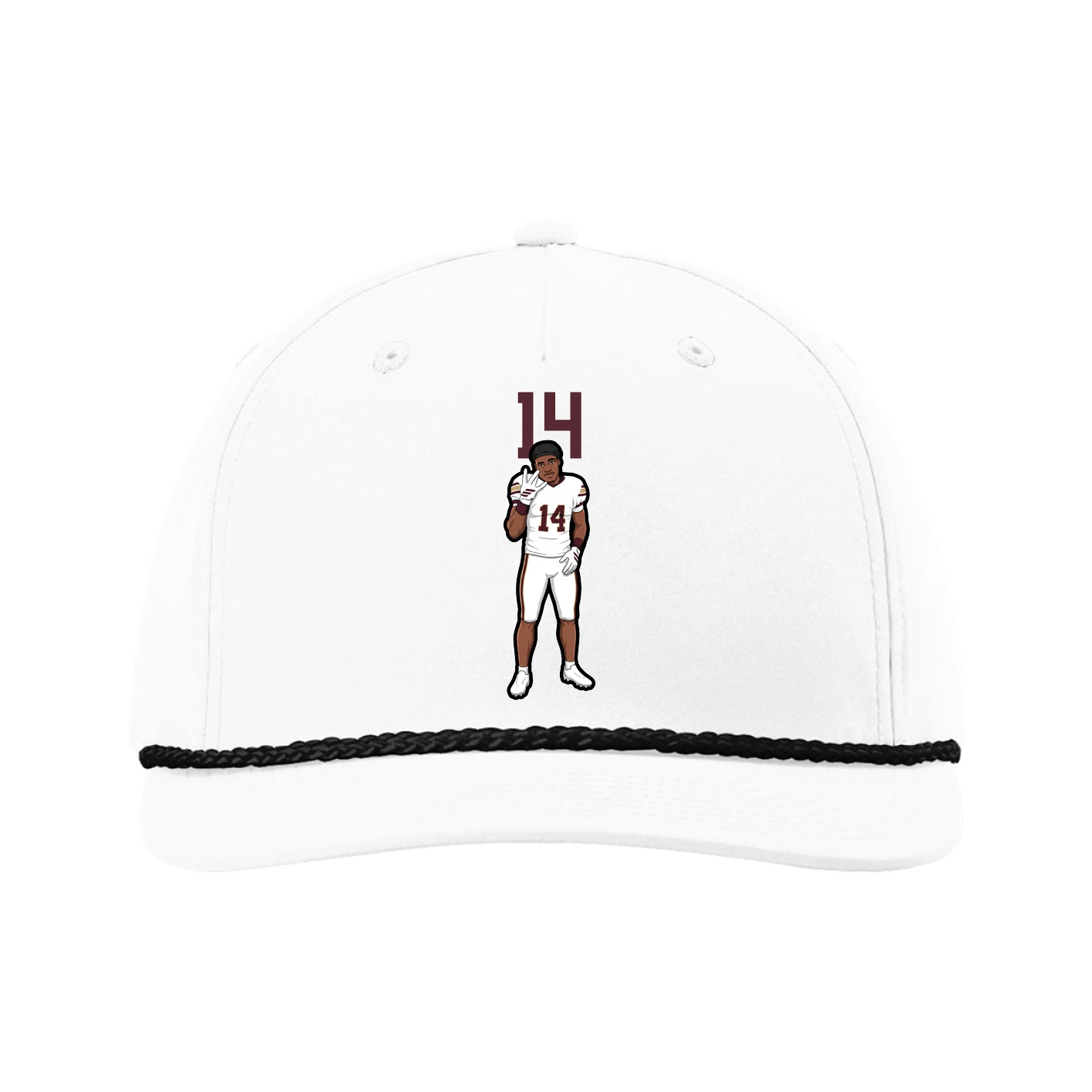 Five-Panel Classic Rope Cap — Number Top in White