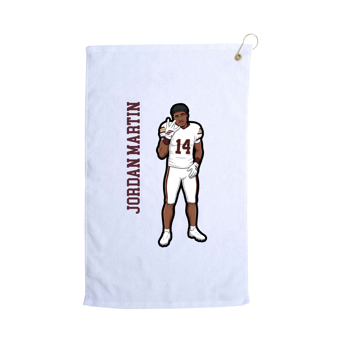 Golf Towel — Name Vertical in White