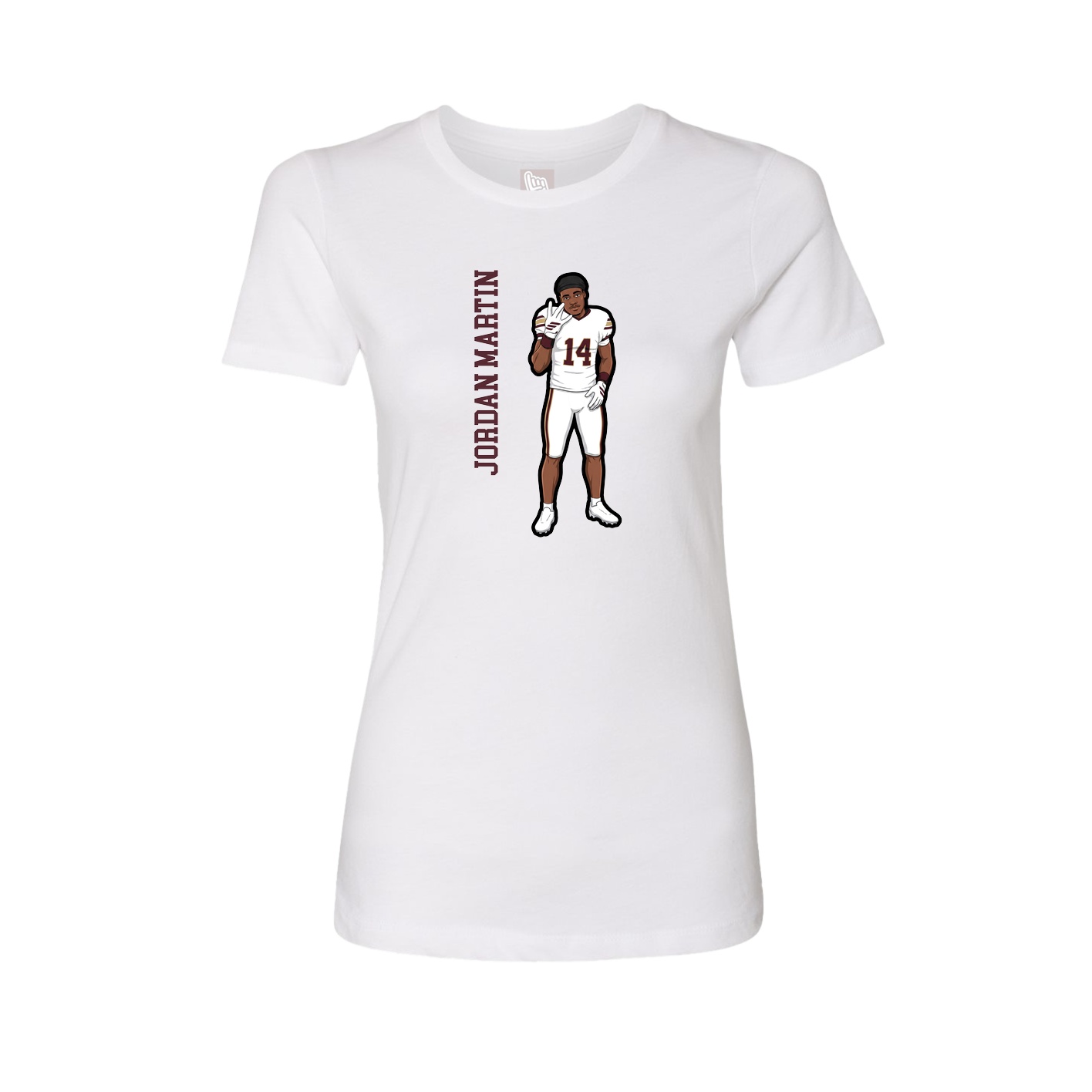 Womens Tee — Name Vertical in White