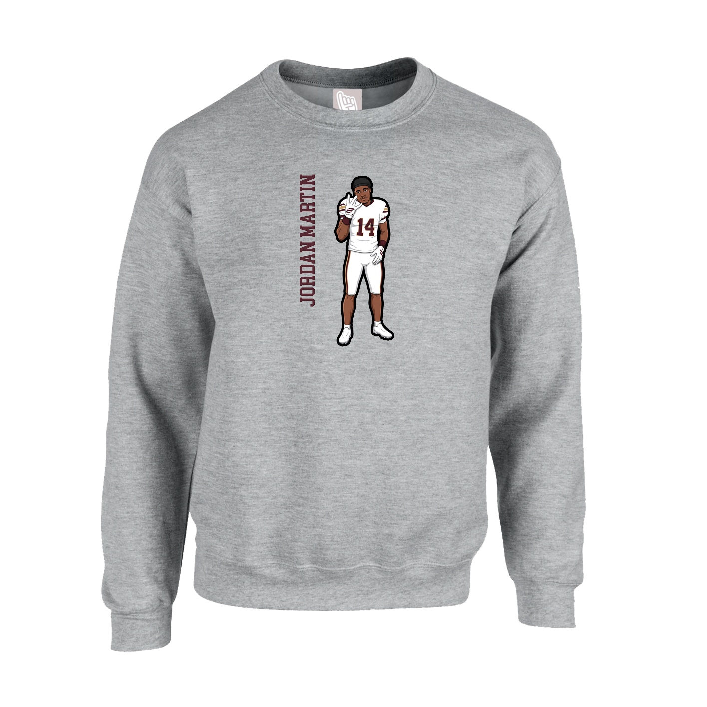 Fleece Crew — Name Vertical in Grey