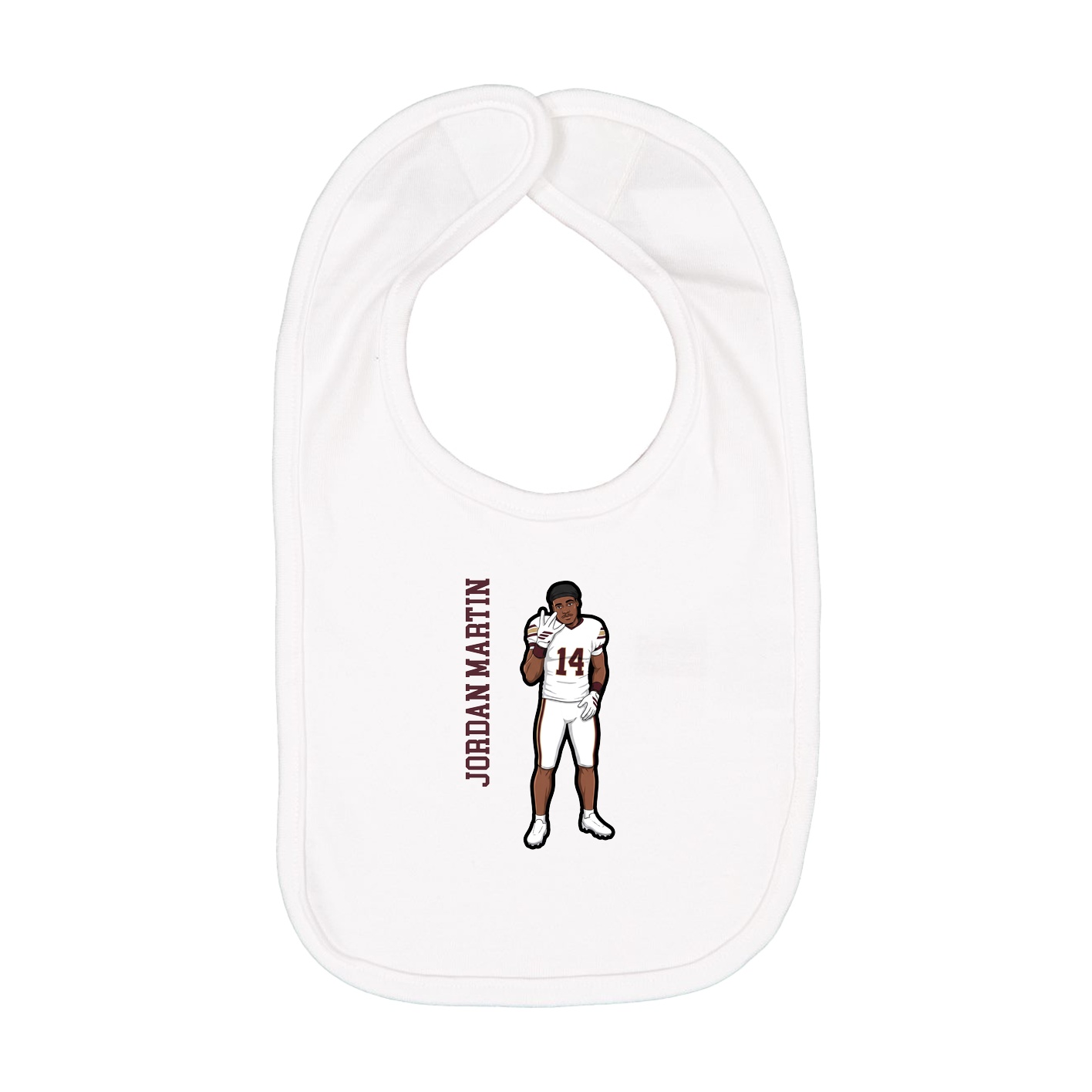 Infant Bib — Name Vertical in White