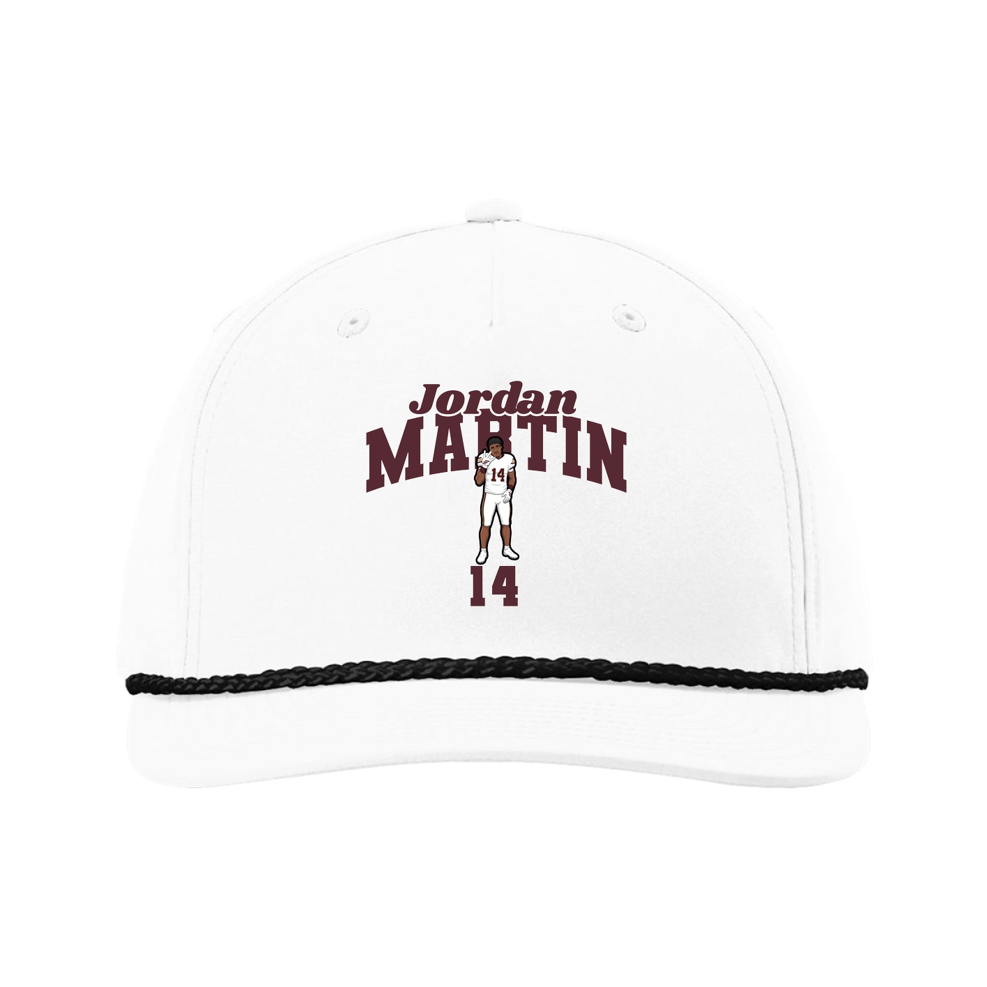 Five-Panel Classic Rope Cap — Signature Arch in White