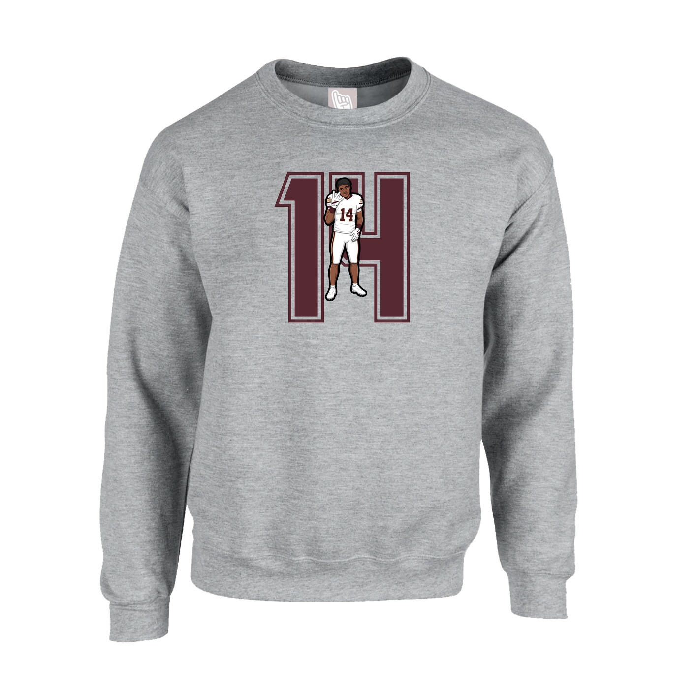 Fleece Crew — Number in Grey