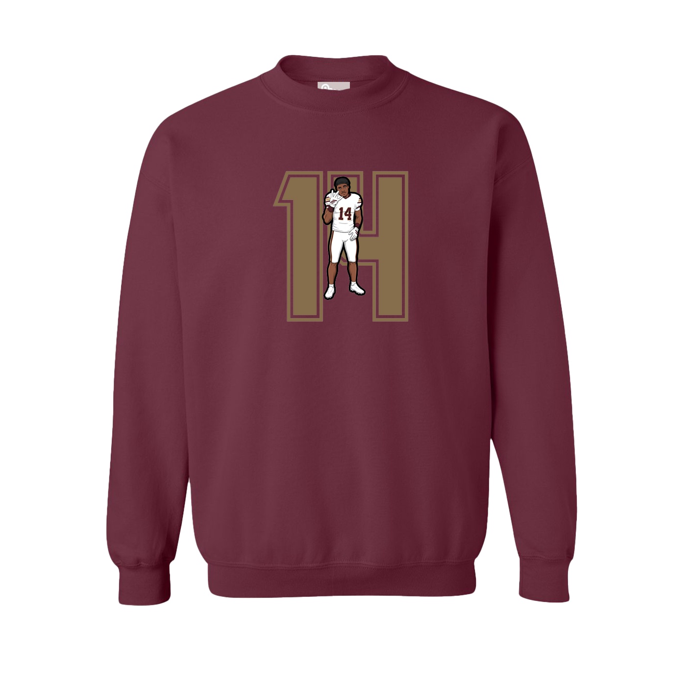 Fleece Crew — Number in Maroon