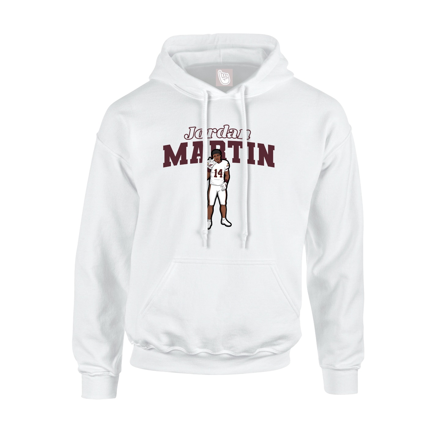 Youth Hoodie — Name Arch in White