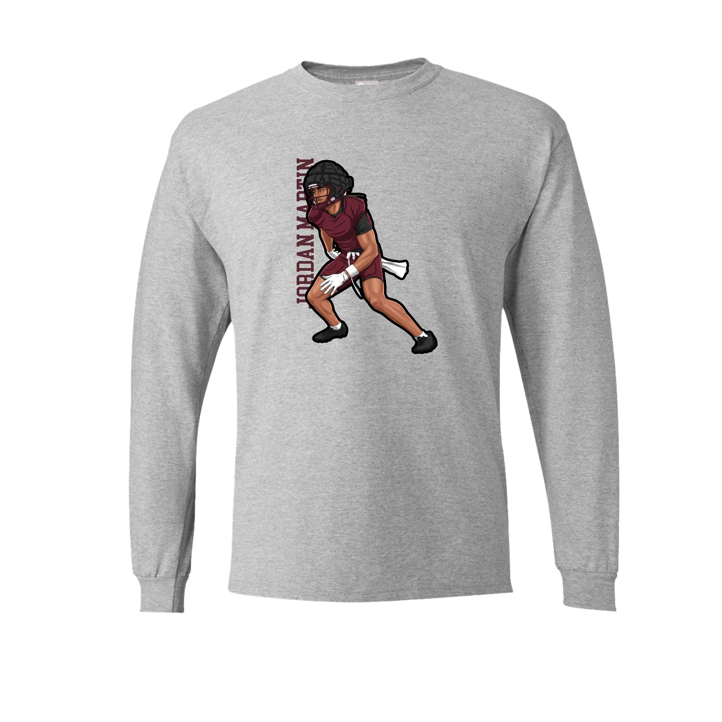 Long Sleeve Tee — Name Vertical in Grey