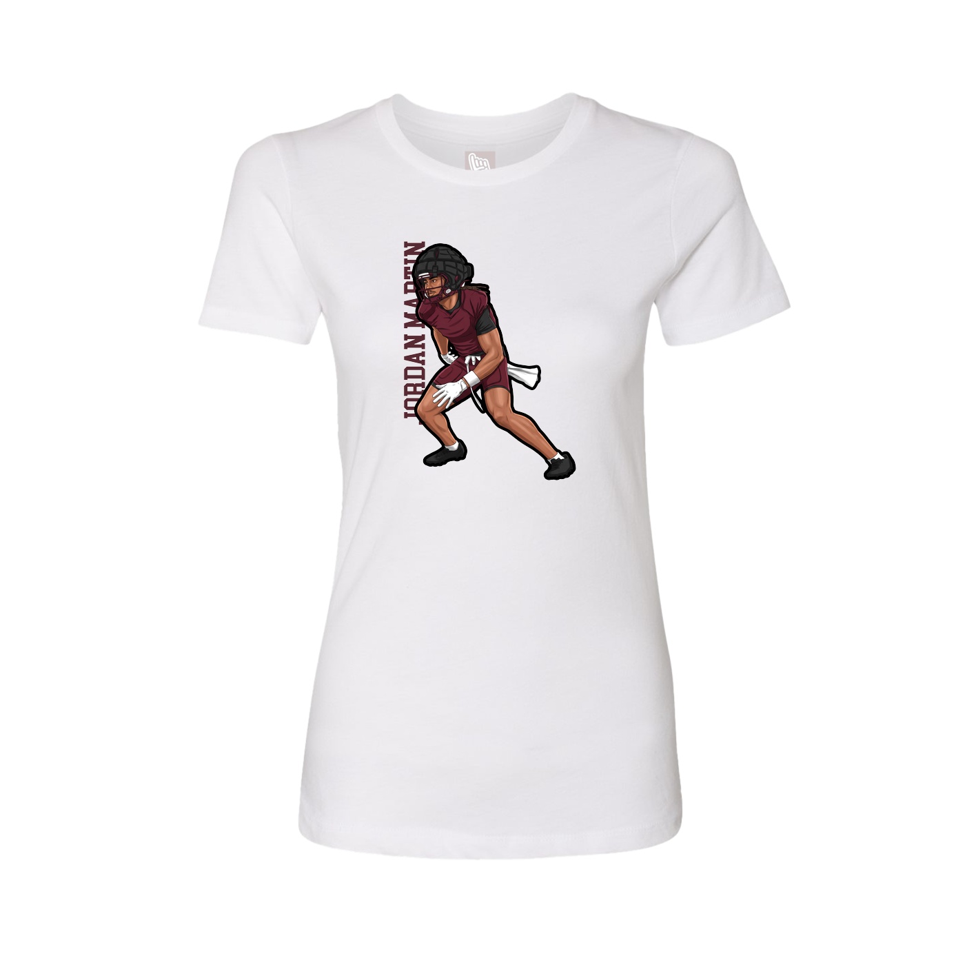Womens Tee — Name Vertical in White