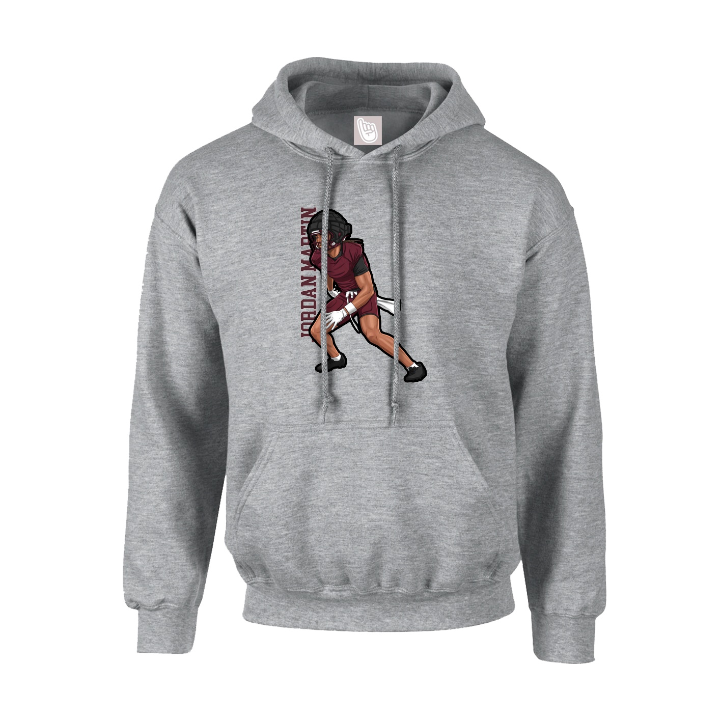 Hoodie — Name Vertical in Grey