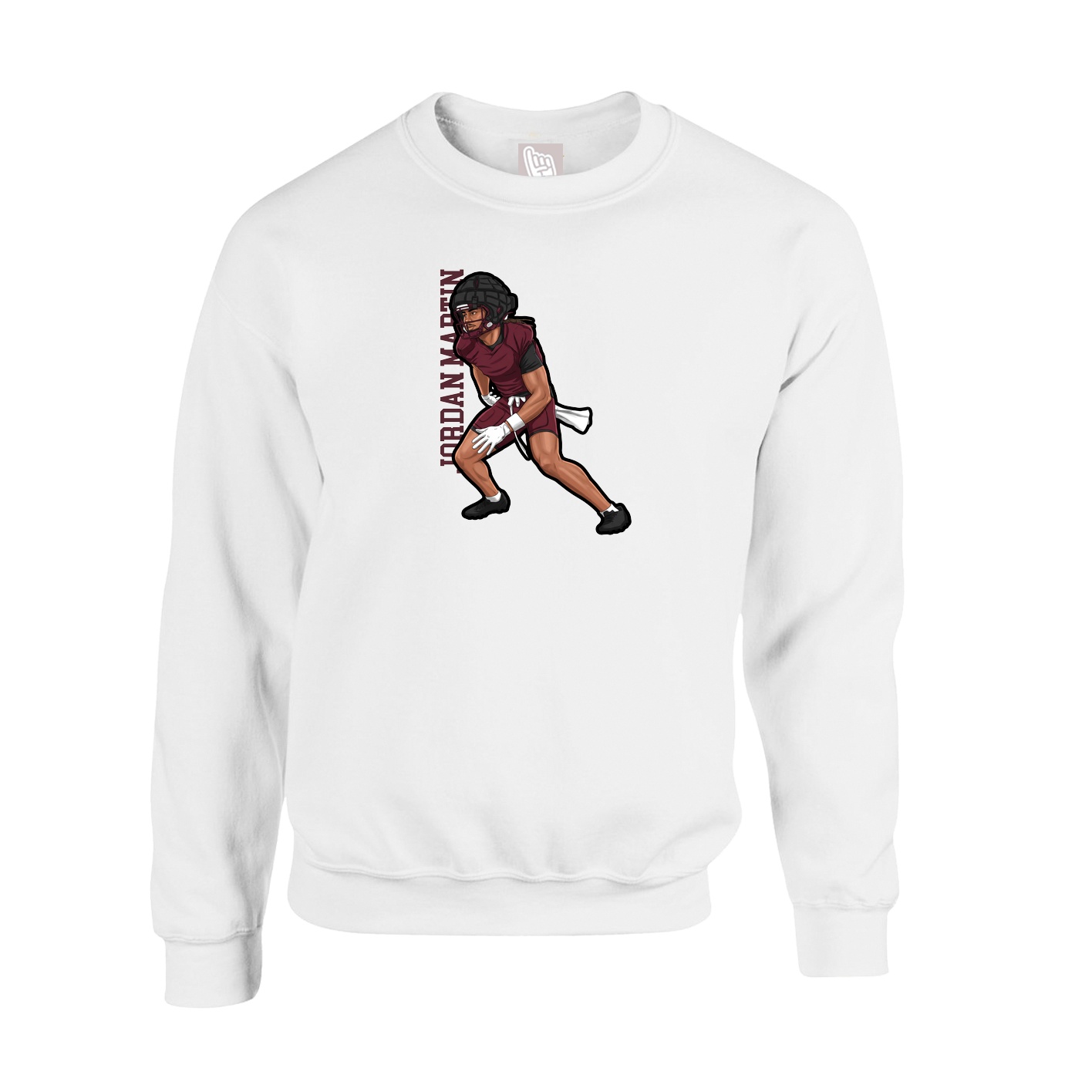 Fleece Crew — Name Vertical in White