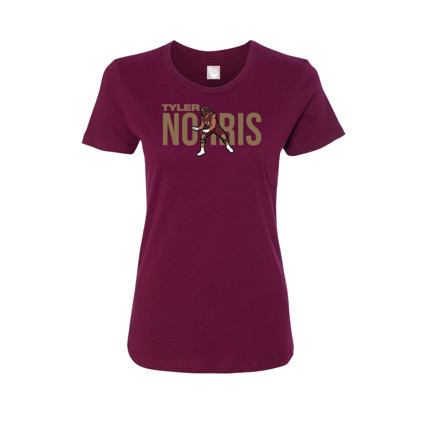 Fitted Women's Tee — Player Name in Maroon