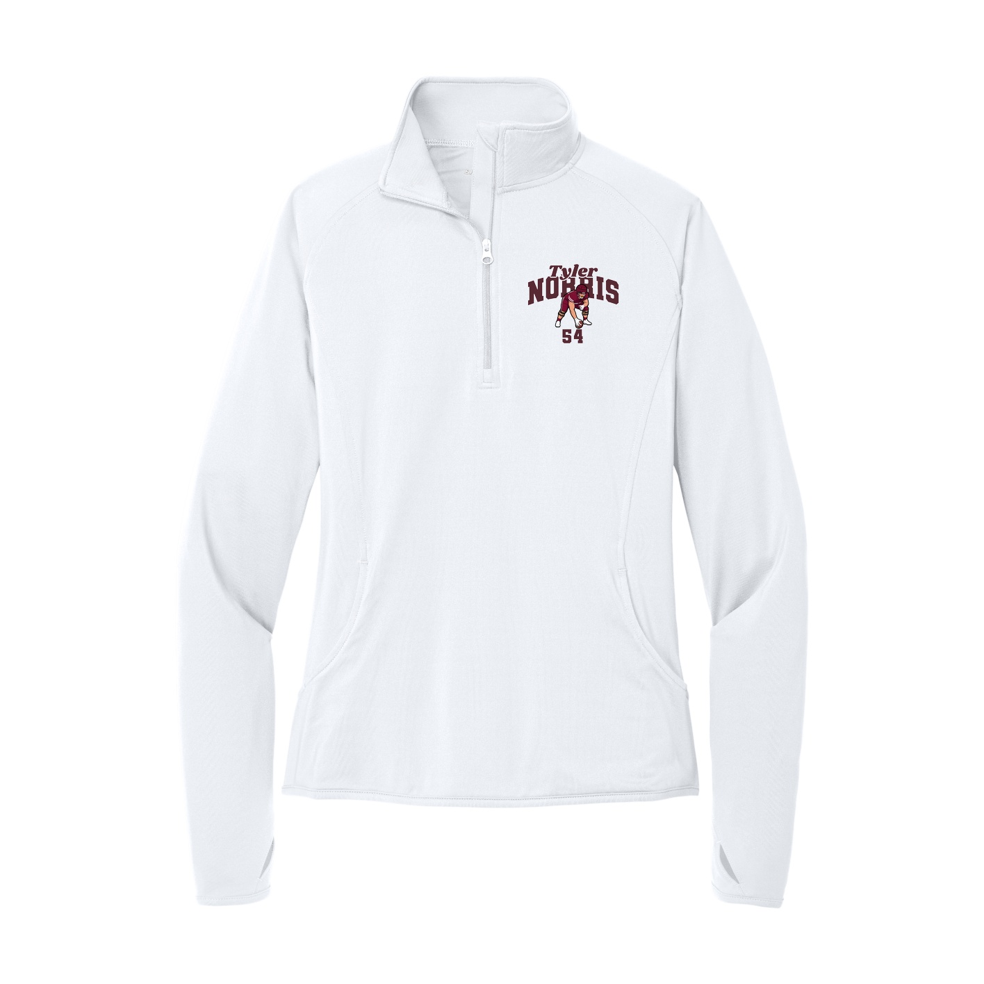 Women's Q-Zip Pullover — Signature Arch in White