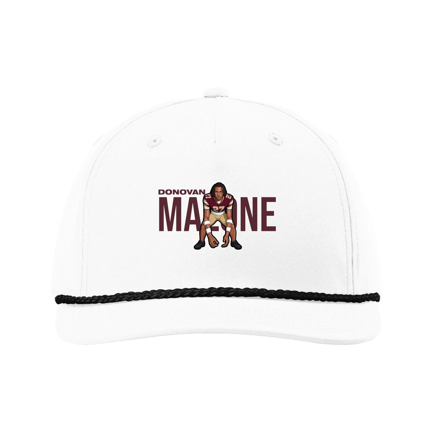 Five-Panel Classic Rope Cap — Player Name in White