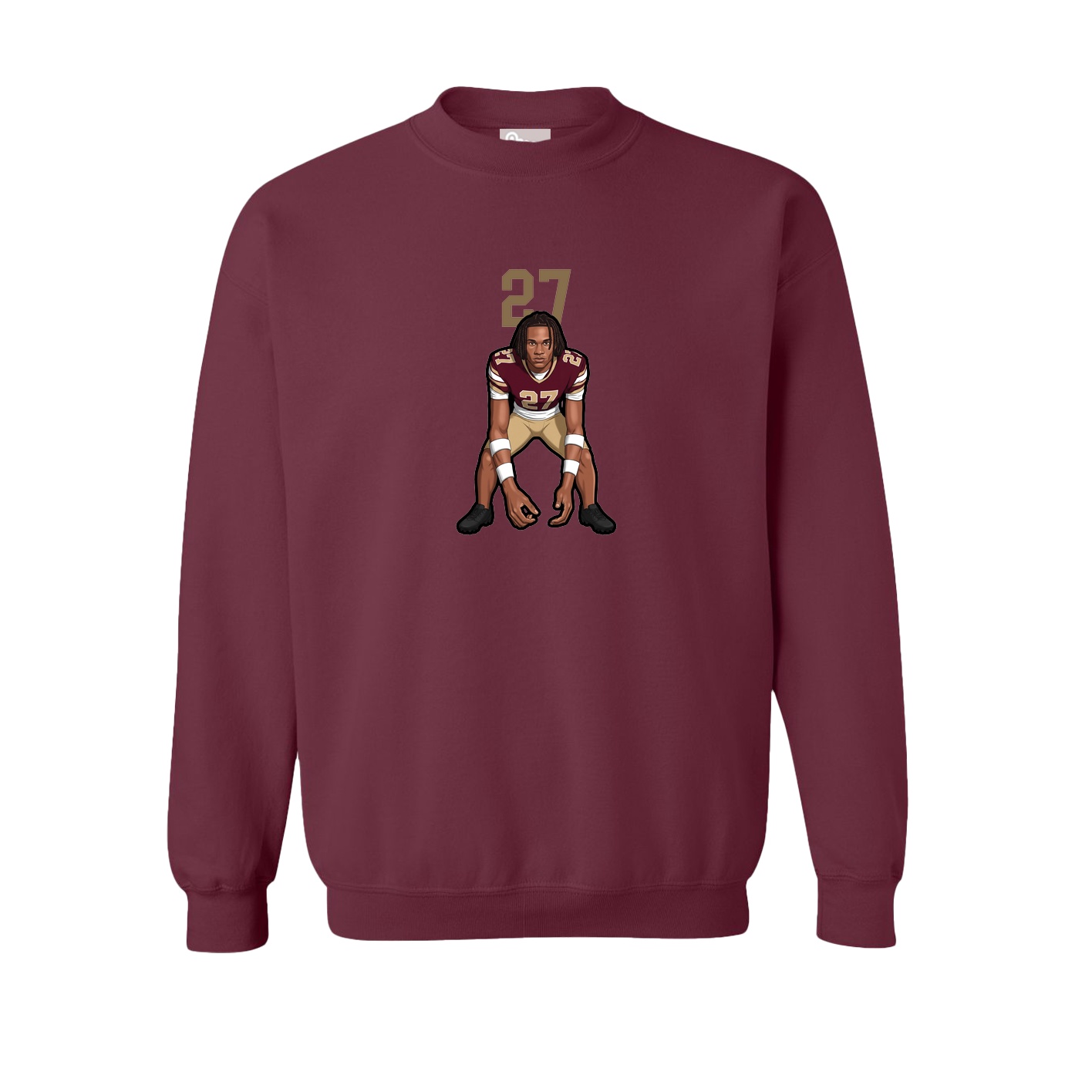 Fleece Crew — Number Top in Maroon