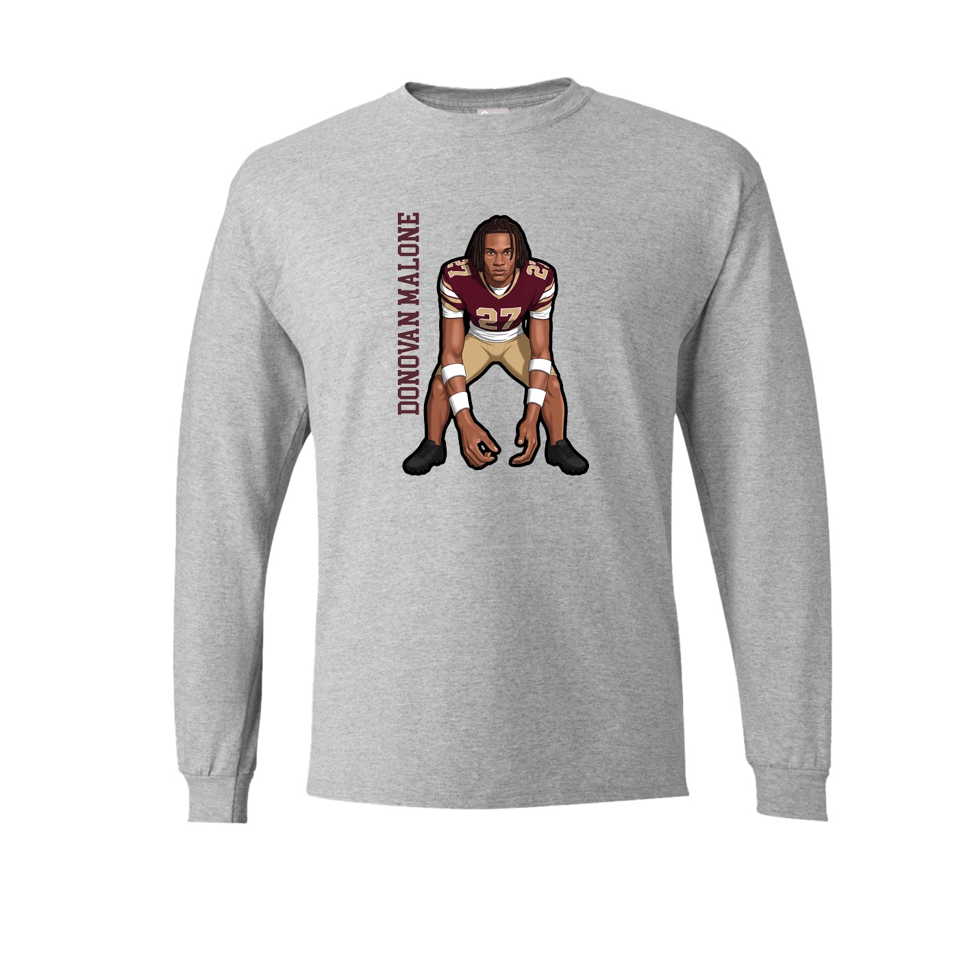 Long Sleeve Tee — Name Vertical in Grey