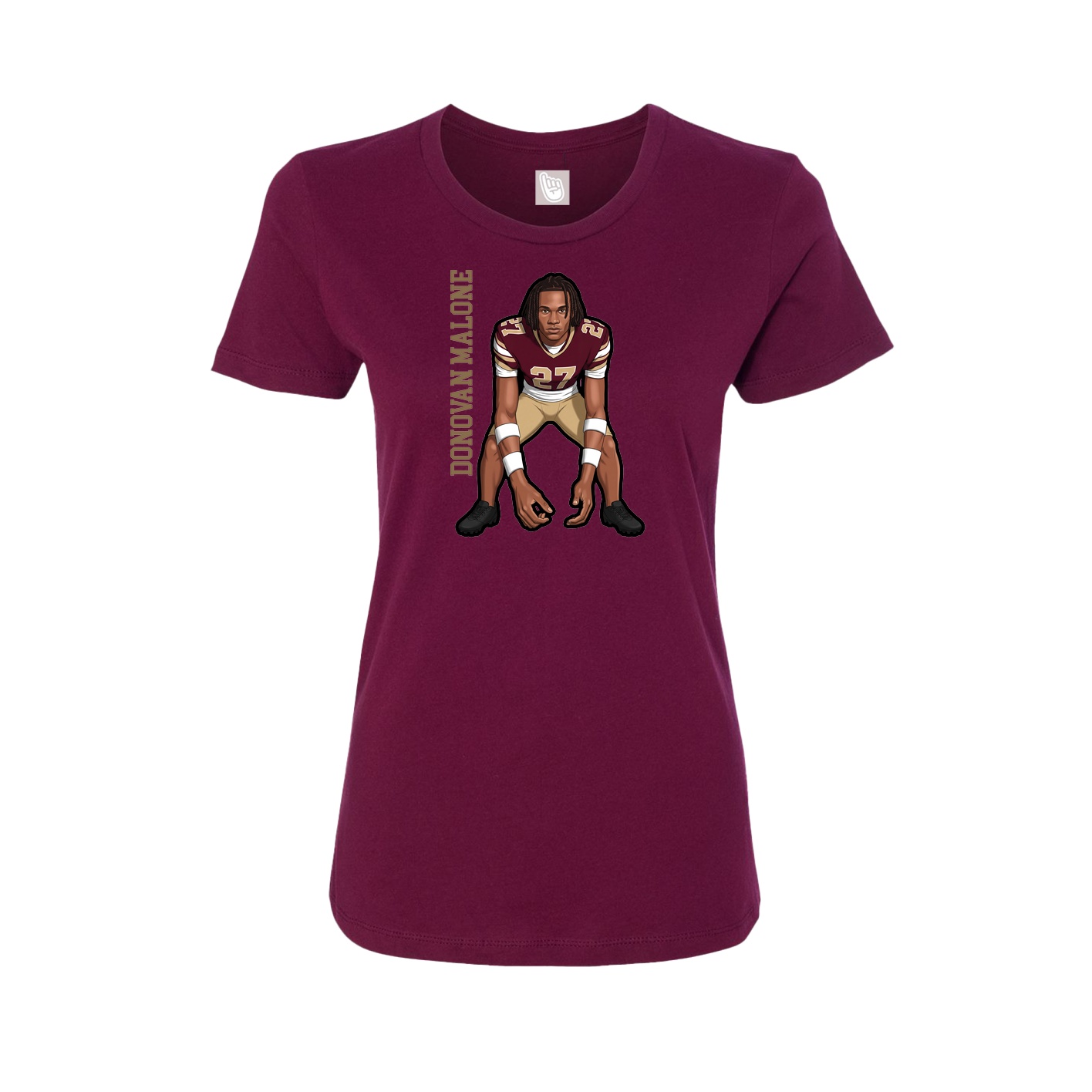 Fitted Women's Tee — Name Vertical in Maroon
