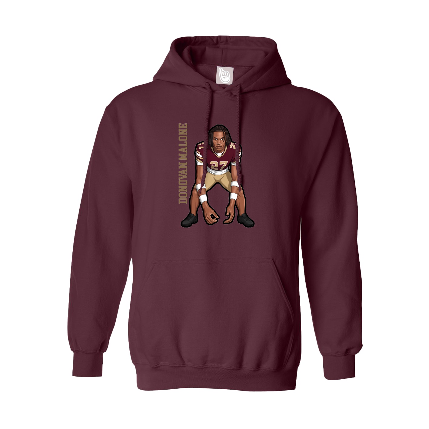 Youth Hoodie — Name Vertical in Maroon