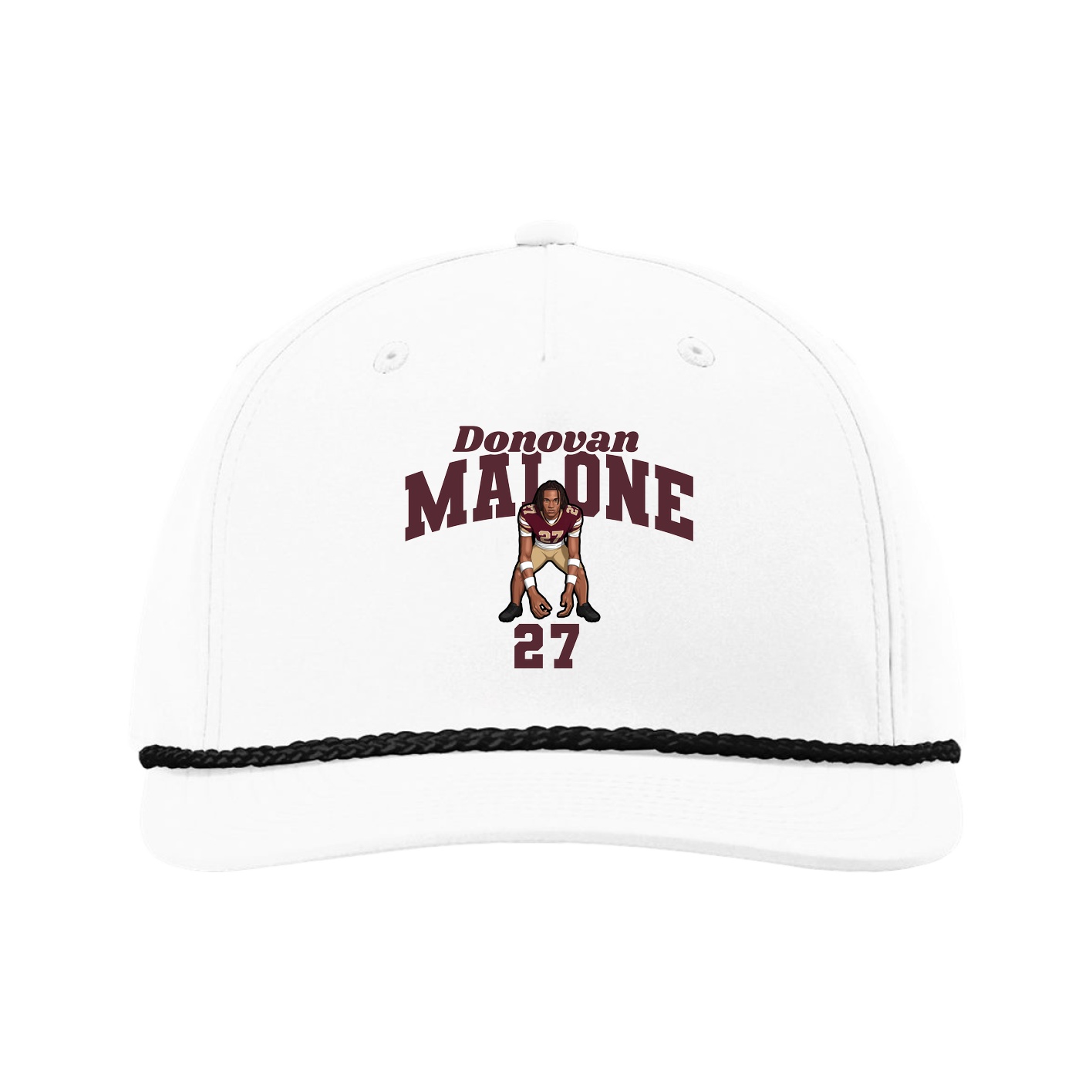 Five-Panel Classic Rope Cap — Signature Arch in White