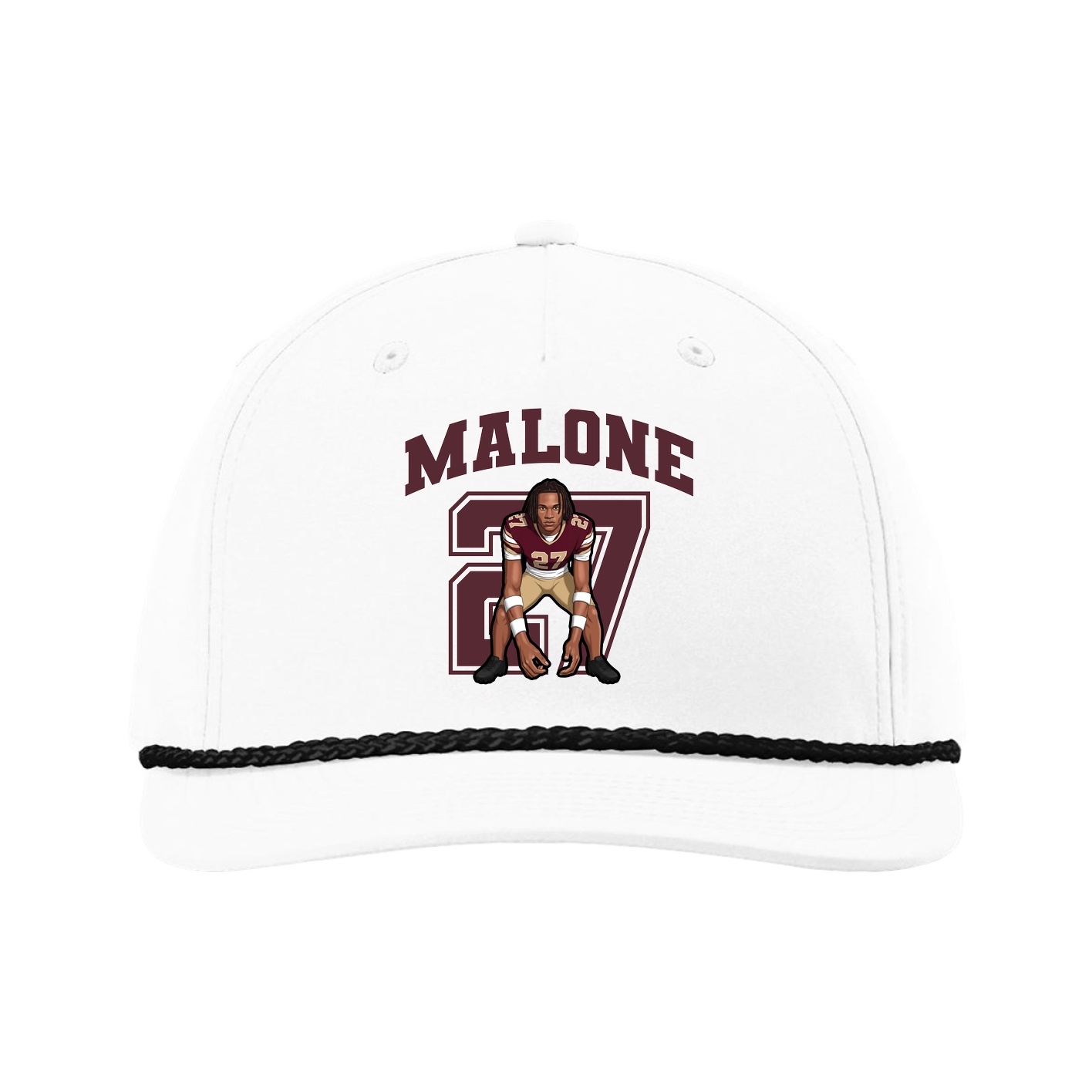Five-Panel Classic Rope Cap — Number in White