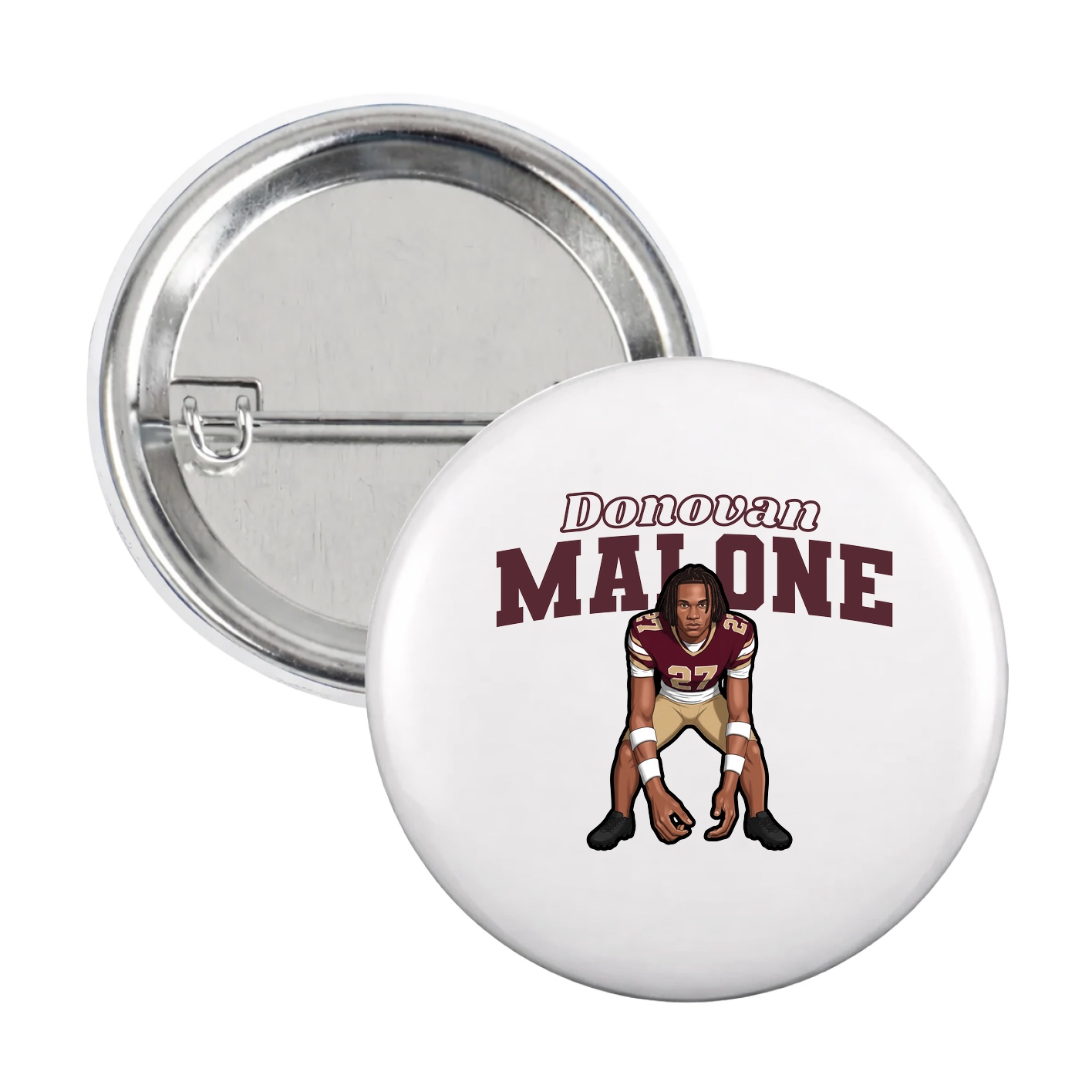 Game Day Button — Name Arch in White