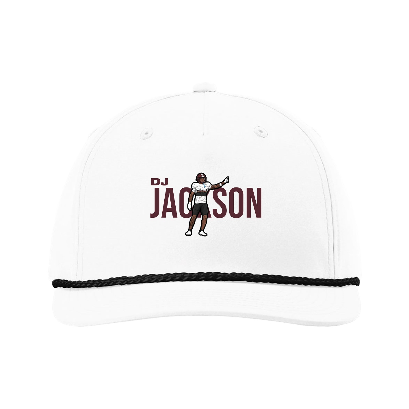 Five-Panel Classic Rope Cap — Player Name in White