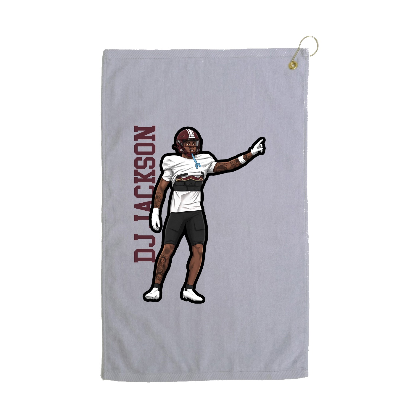 Golf Towel — Name Vertical in Grey