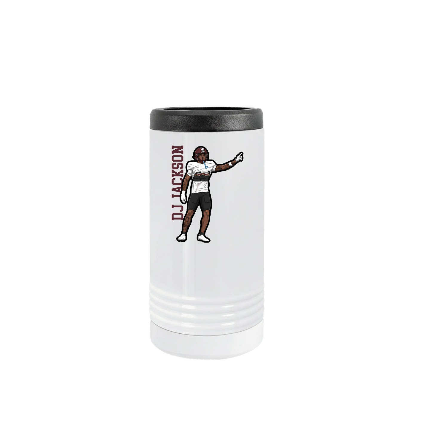 Slim Beverage Holder — Name Vertical in White