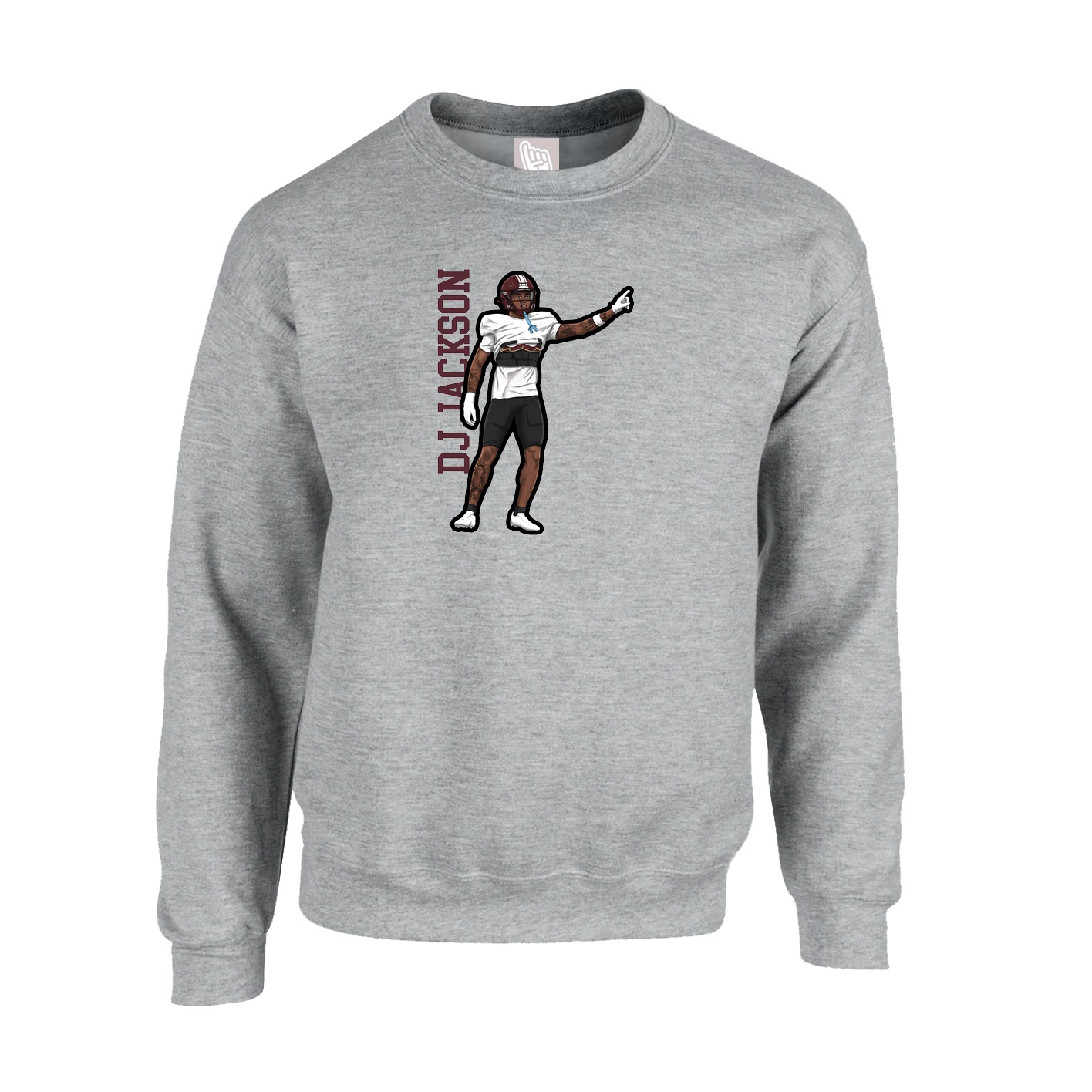 Fleece Crew — Name Vertical in Grey