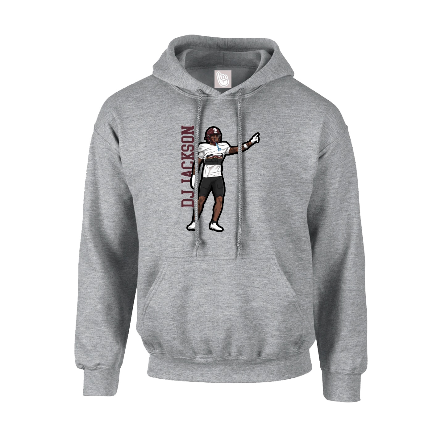 Youth Hoodie — Name Vertical in Grey