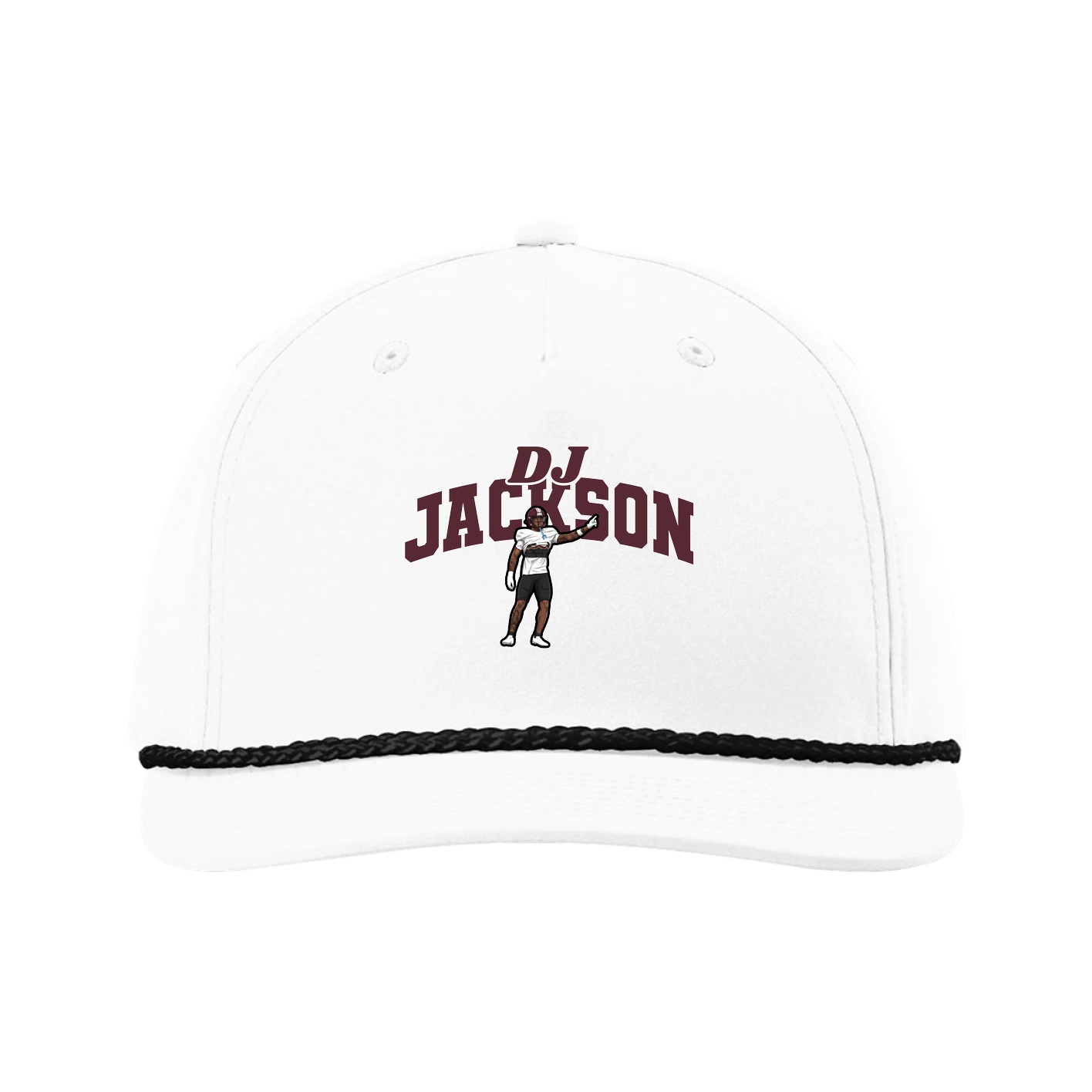 Five-Panel Classic Rope Cap — Signature Arch in White