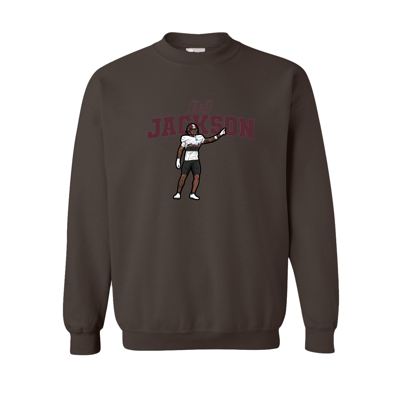 Fleece Crew — Name Arch in Brown