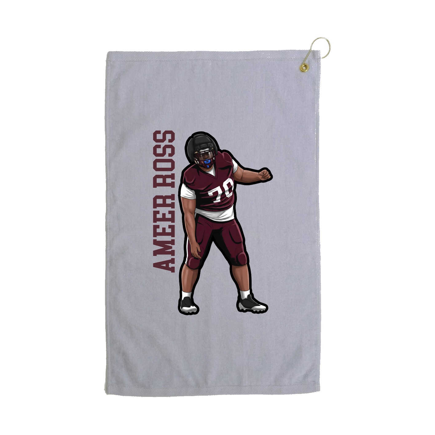 Golf Towel — Name Vertical in Grey