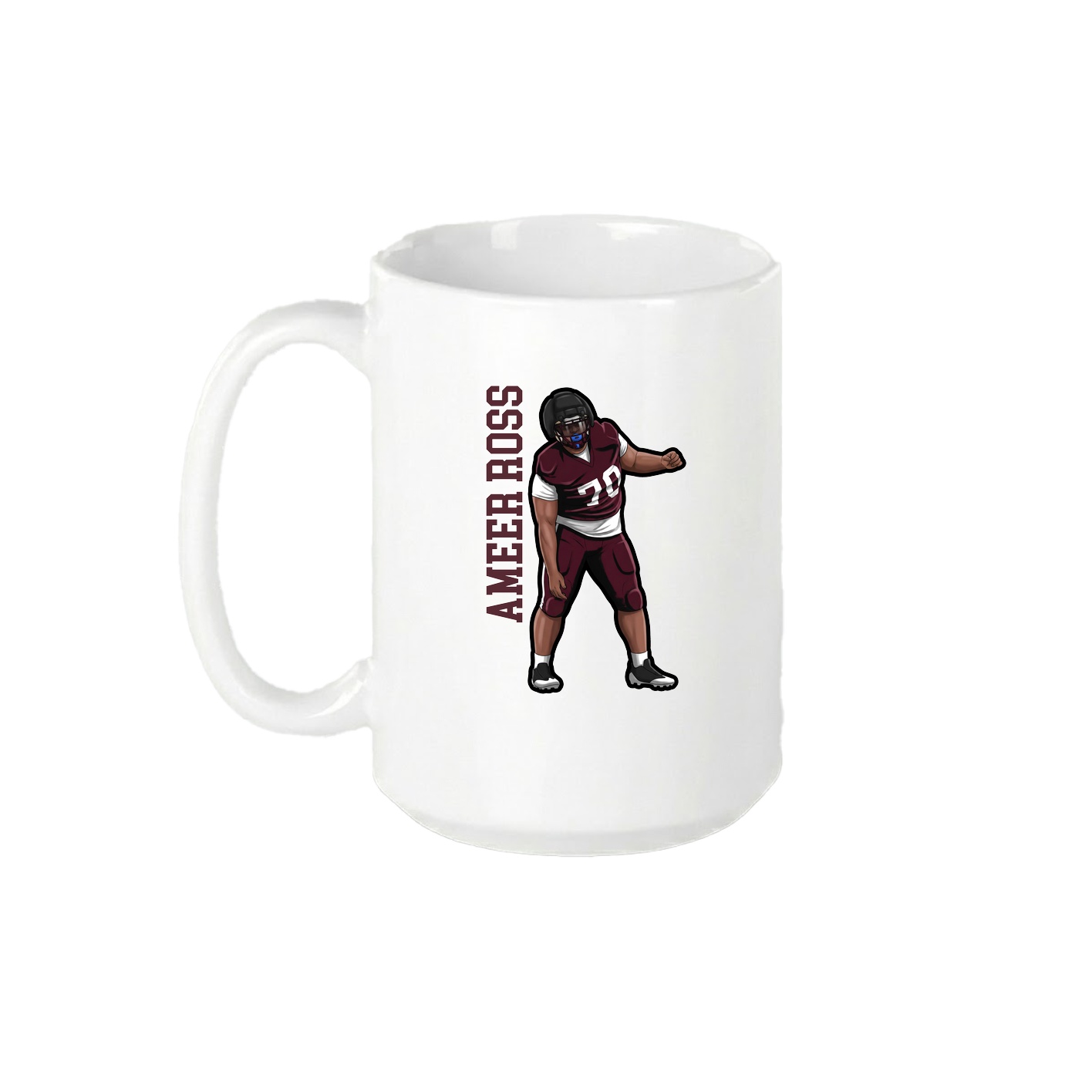 15oz Coffee Mug — Name Vertical in White