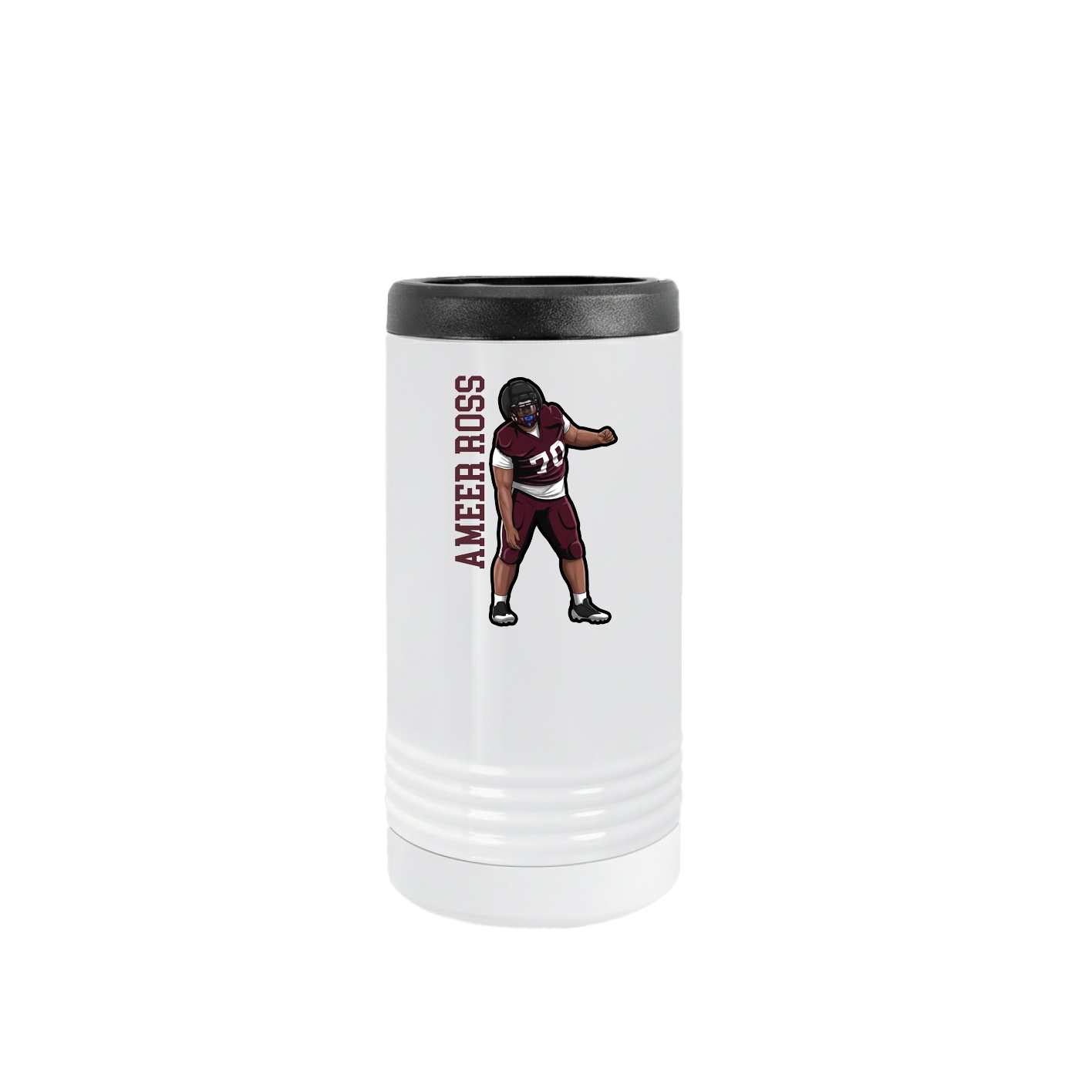 Slim Beverage Holder — Name Vertical in White