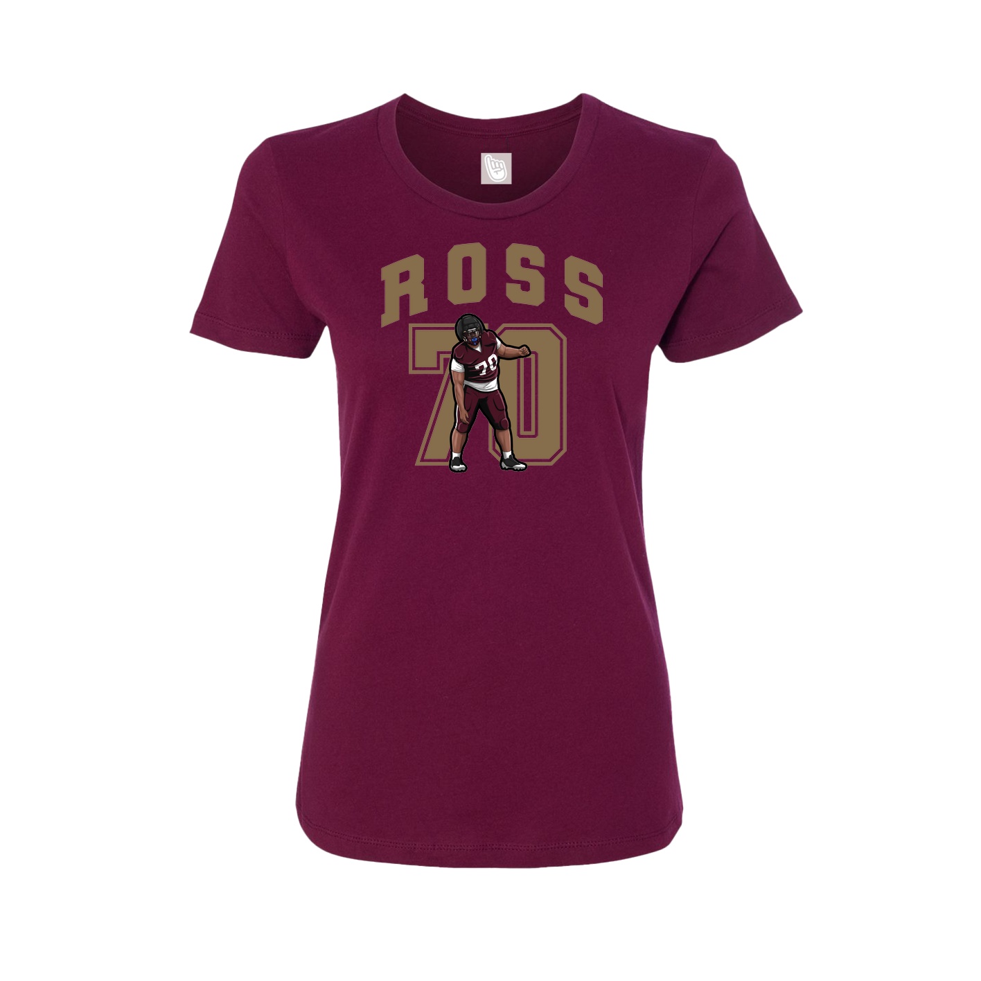 Fitted Women's Tee — Number in Maroon
