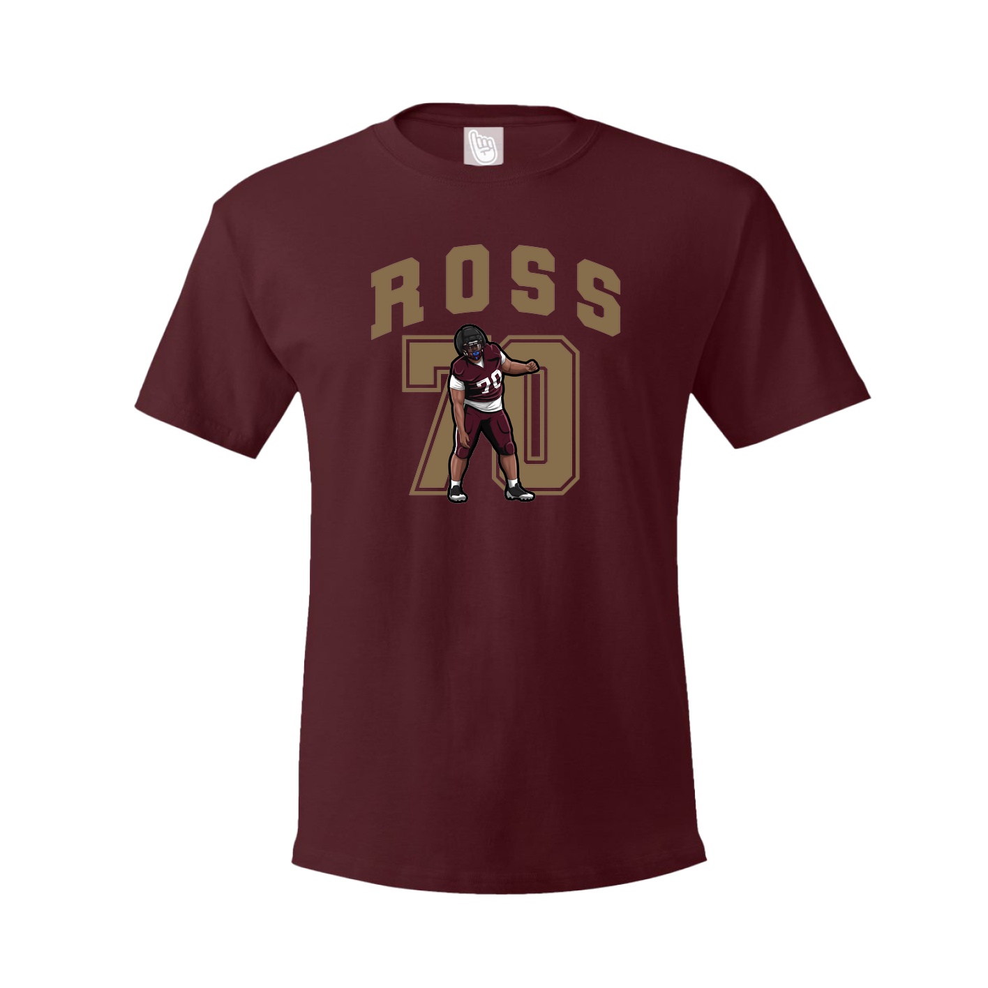 Youth Tee — Number in Maroon