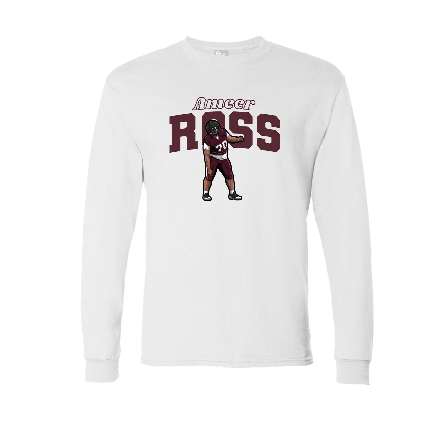 Long Sleeve Tee — Name Arch in White